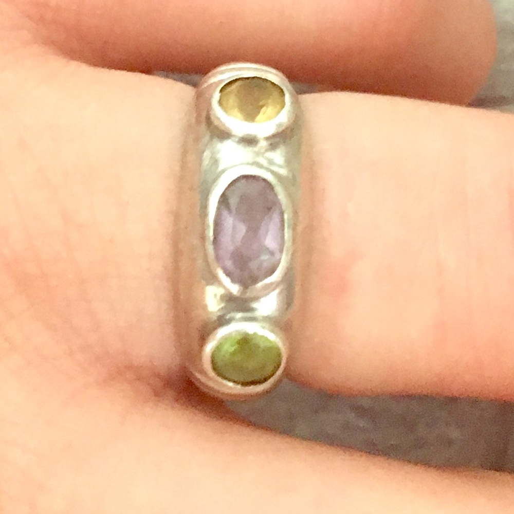 Silver Ring with Semi Precious Stones